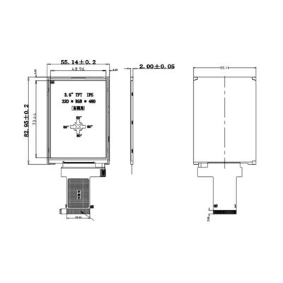 Polcd 350 Nit 800X480 5 polegadas Ips Display 18 BIT RGB Ips Tft Display 153 * 153 Um
